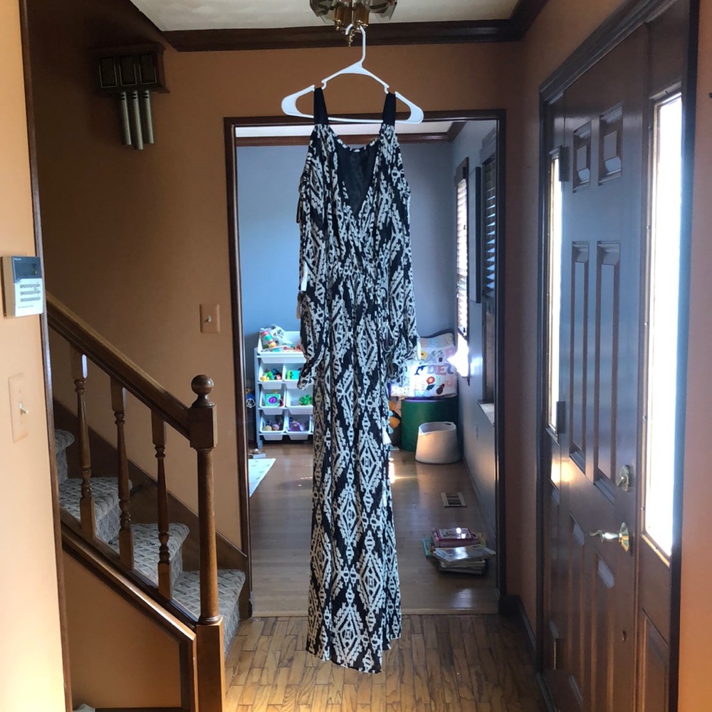 Long Sleeved Cold Shoulder Wrap Dress